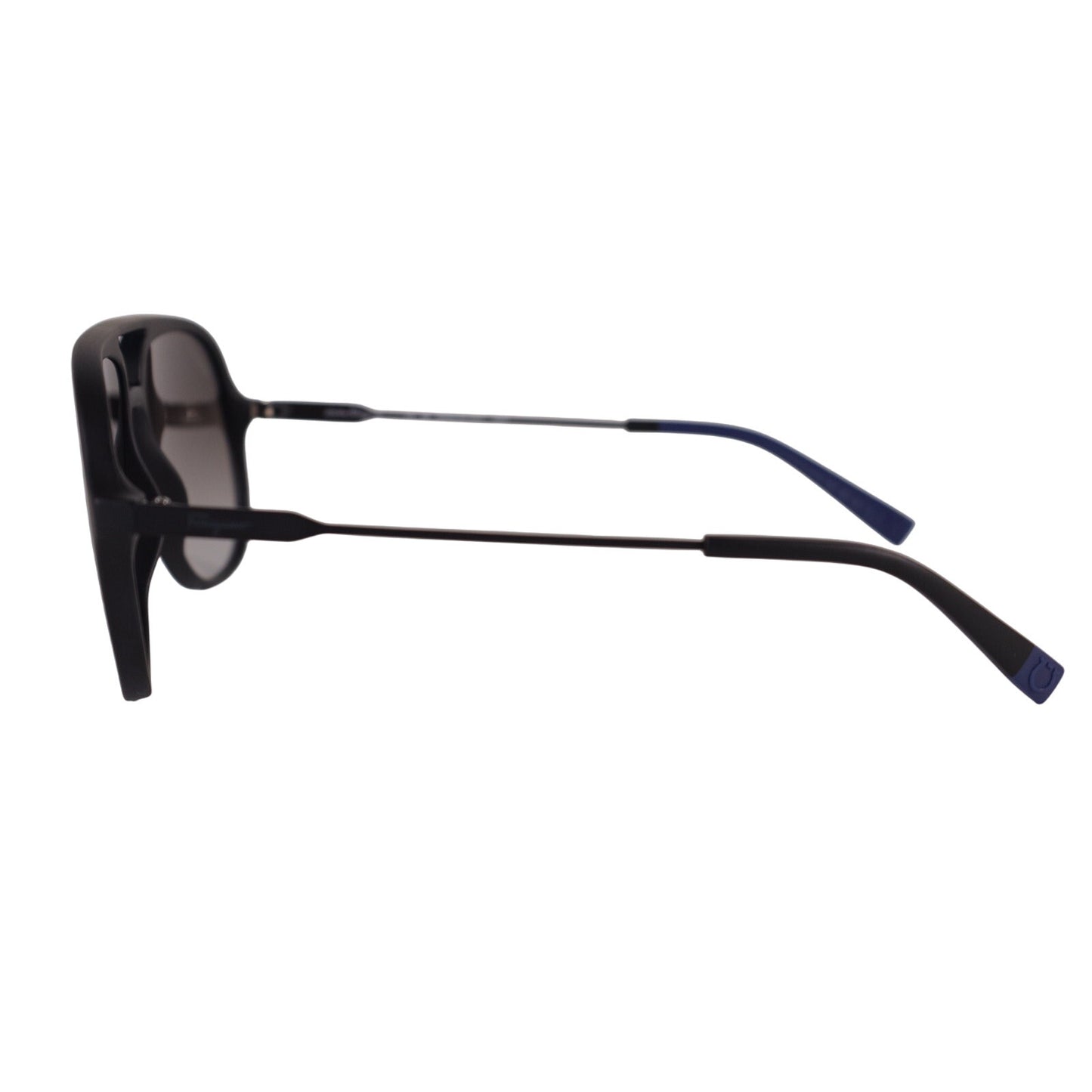 Salvatore Ferragamo Mens Lightweight Aviator Sunglasses - Black / Grey