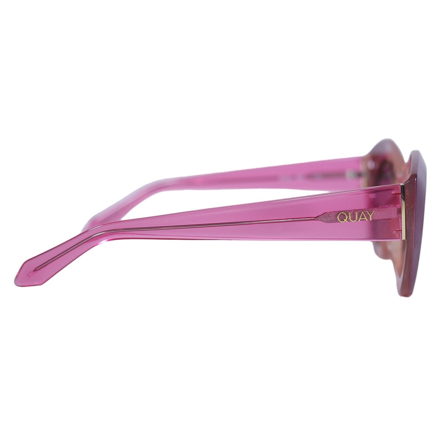 Quay Australia REAL ME Geometric Oval Sunglasses - Hot Pink Ombre/Gold