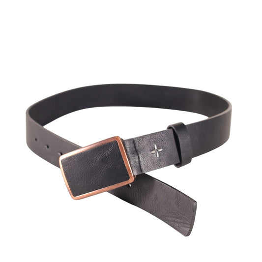 Sun + Stone Bonded Leather Plaque Buckle Men's Belt - Small 30/32