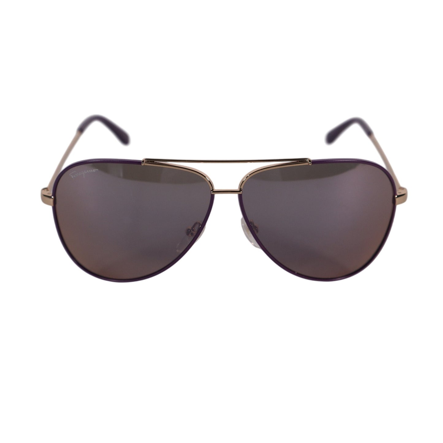 Ferragamo Aviator Sunglasses - Shiny Light Gold / Purple Gradient