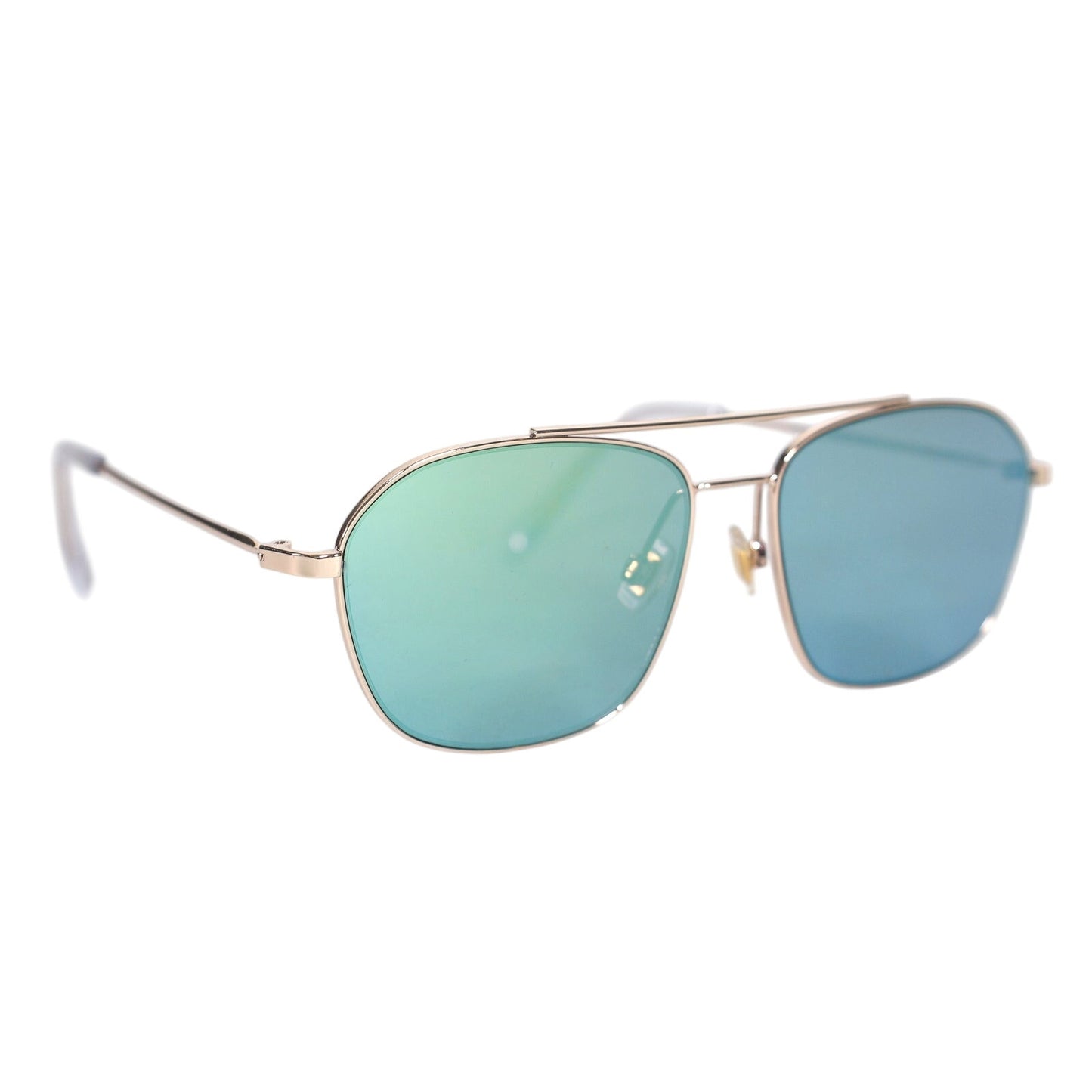 Fossil Navigator Aviator Mirrored Sunglasses - Gold / Blue-Green