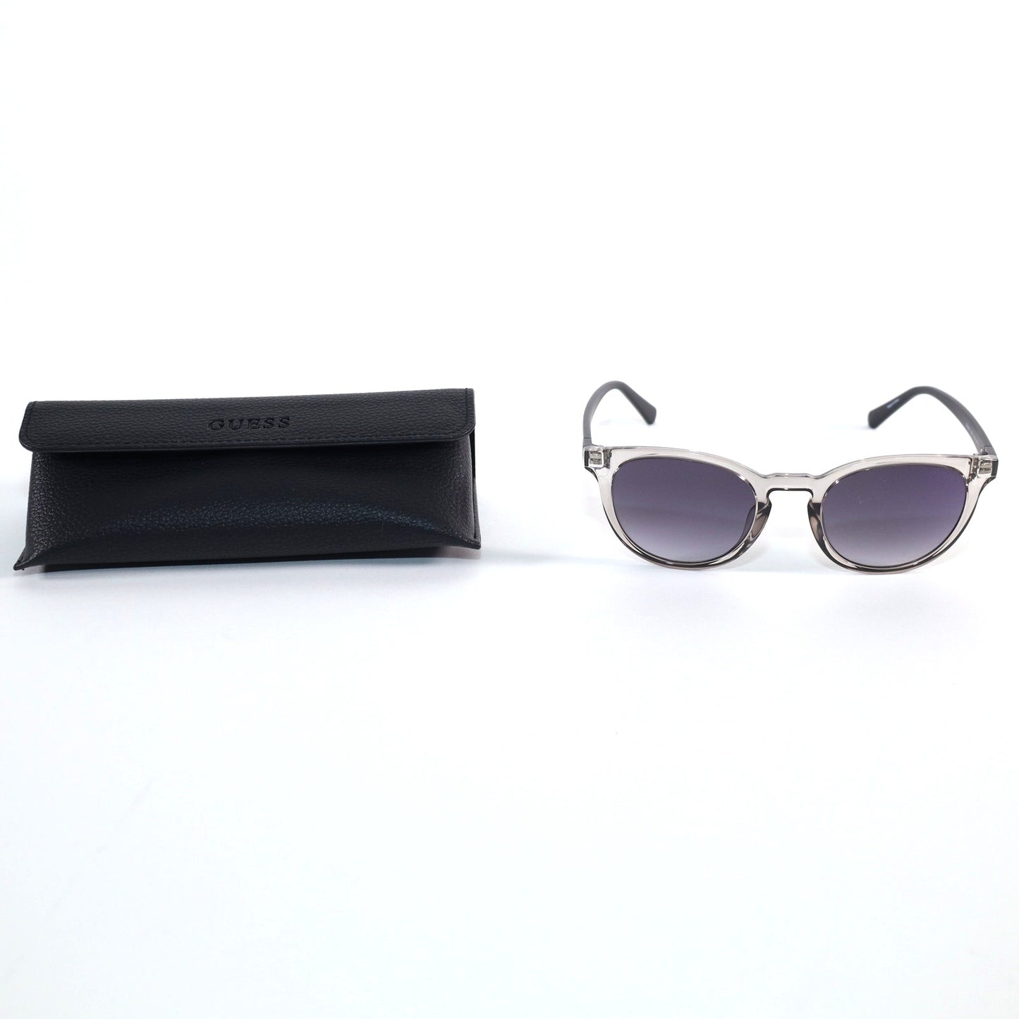 GUESS Round Mens Sunglasses - Transparent Grey / Black