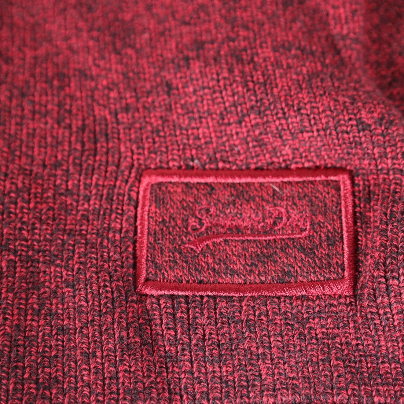 Superdry Vintage Logo Cotton Knit Scarf – Dark Red Grit