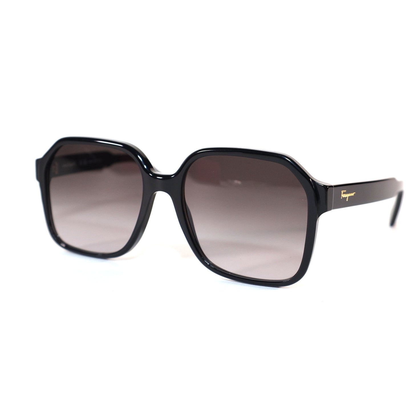 Ferragamo Square Womens Black Sunglasses - Black / Black Gradient