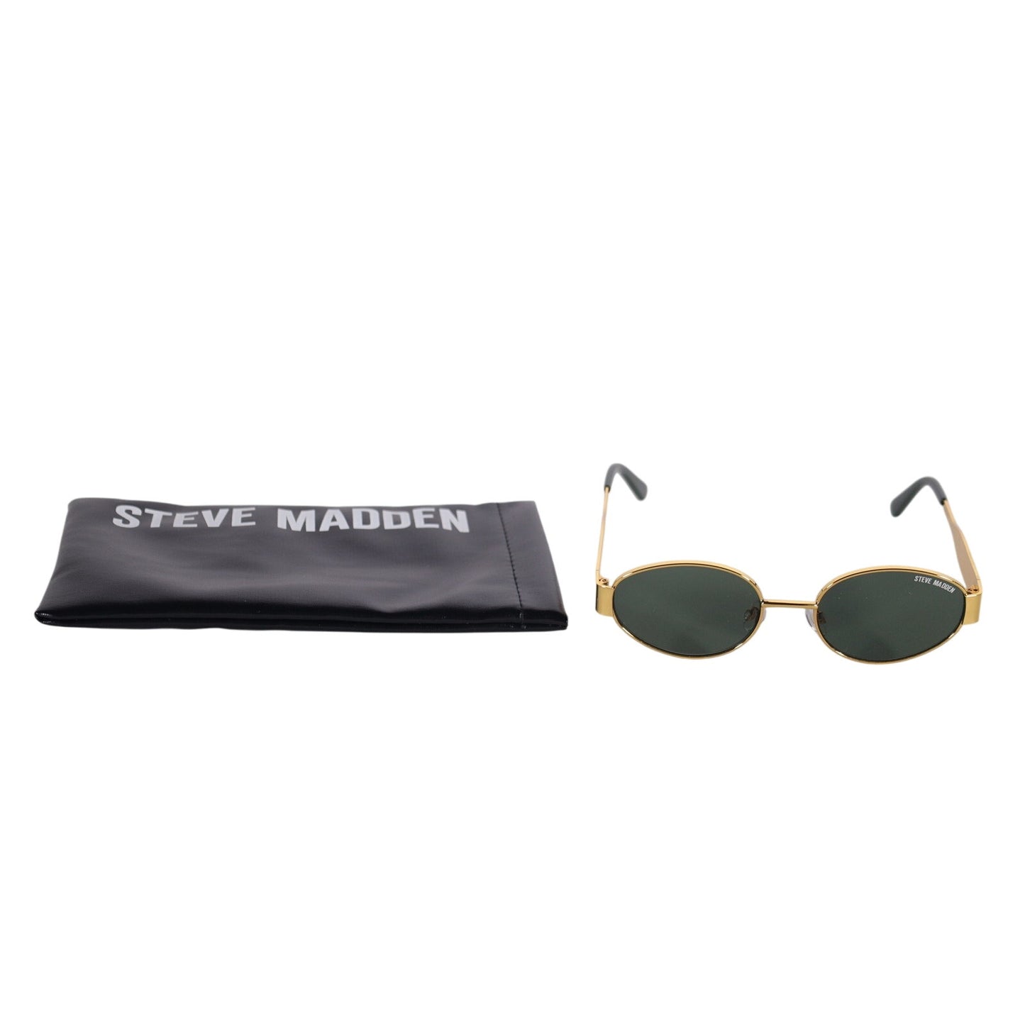 Steve Madden MYSTIE Narrow Oval Sunglasses - Gold / Green