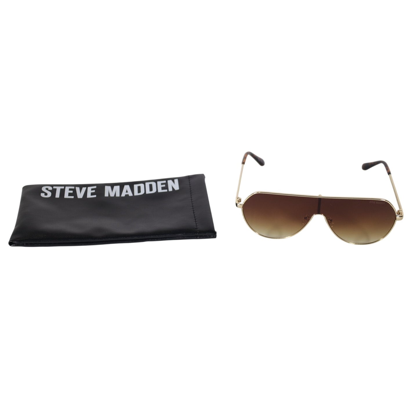 Steve Madden TYSON Metal Shield Sunglasses - Gold / Brown Gradient