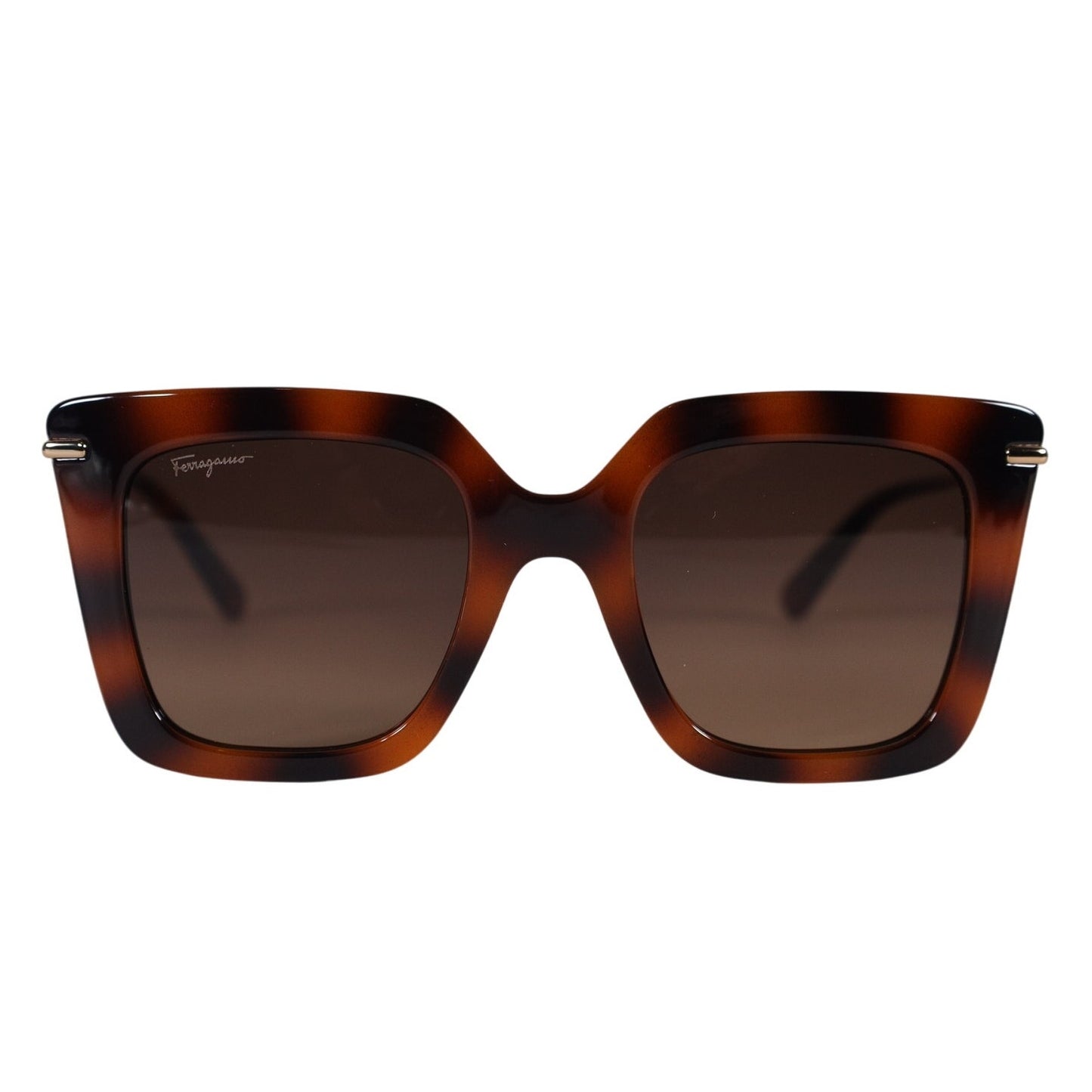 Salvatore Ferragamo Oversized Square Womens Sunglasses - Havana / Gold