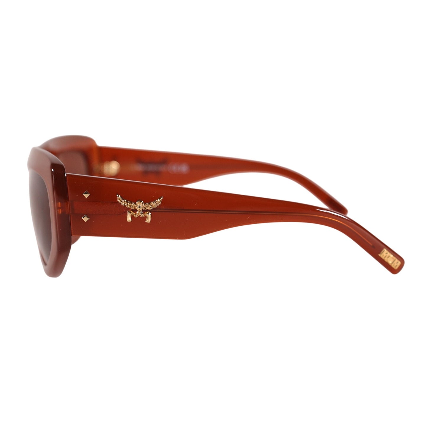 MCM Wraparound Rectangle Sunglasses - Shiny Light Brown / Brown