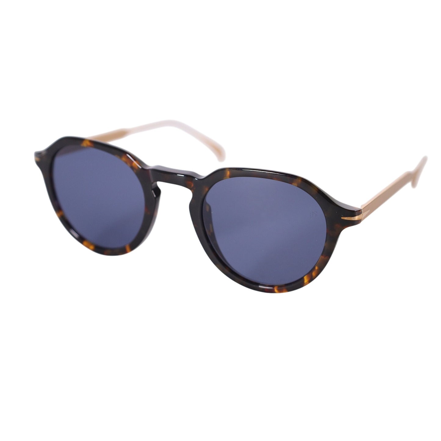 David Beckham Lightweight Round Mens Sunglasses- 21K Havana Gold / Blue