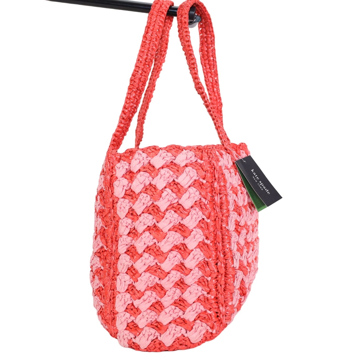 Kate Spade High Tide Striped Crochet Raffia Medium Tote Bag - Ladybug