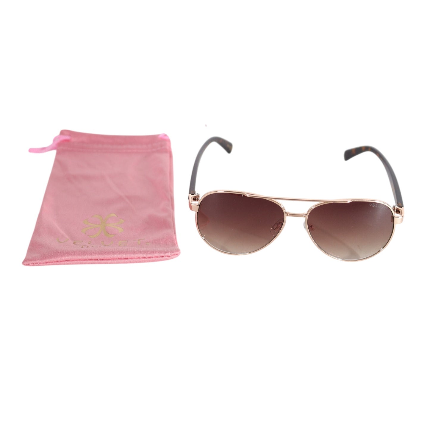 Velvet Eyewear BONNIE Aviator Sunglasses - Gold-Tortoise / Brown Gradient