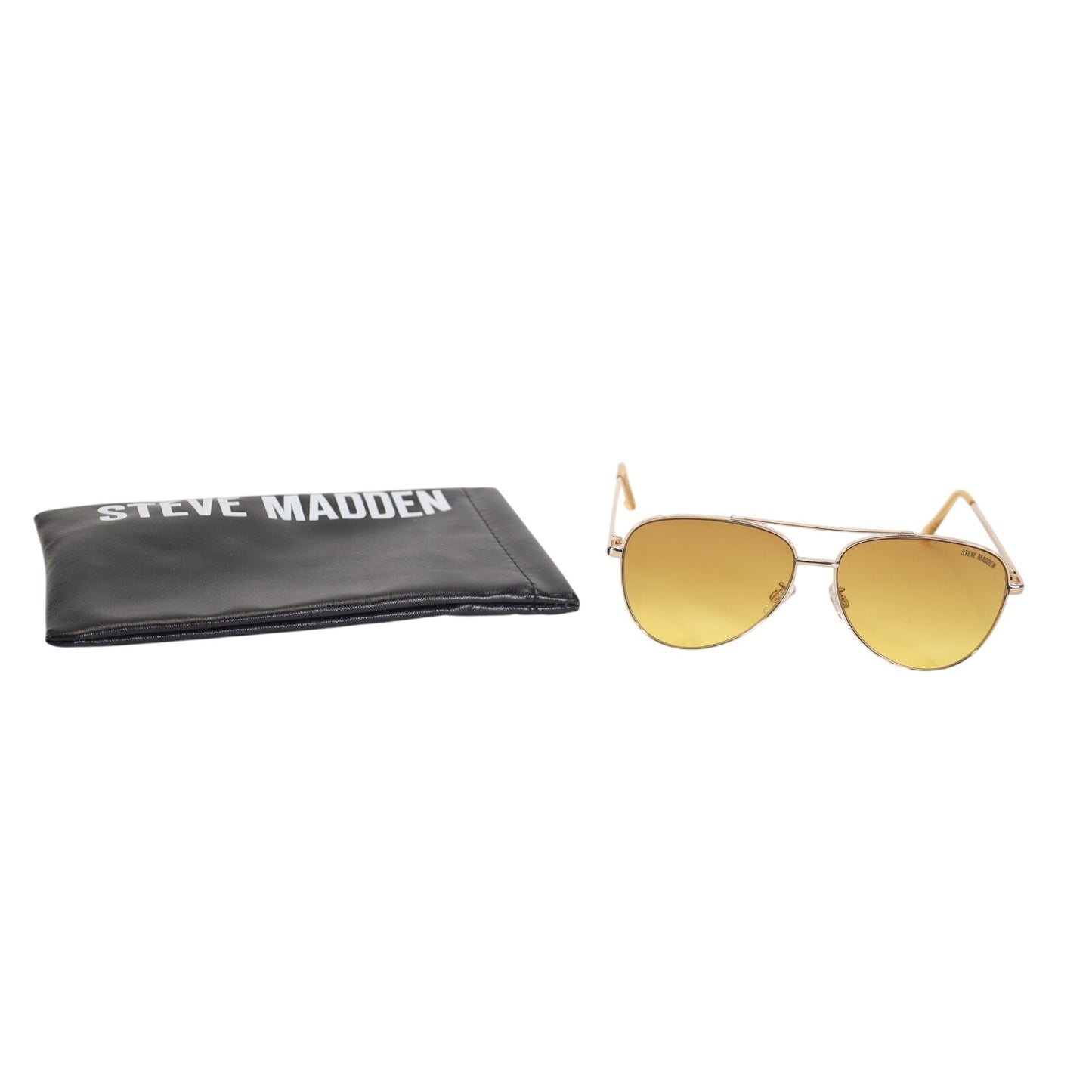 Steve Madden SANTANA Metal Aviator Sunglasses - Gold / Crystal Yellow
