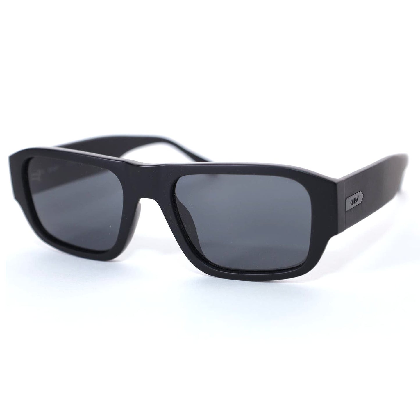 Quay Australia NIGHT CAP Rectangle Polarized Sunglasses - Matte Black/Black