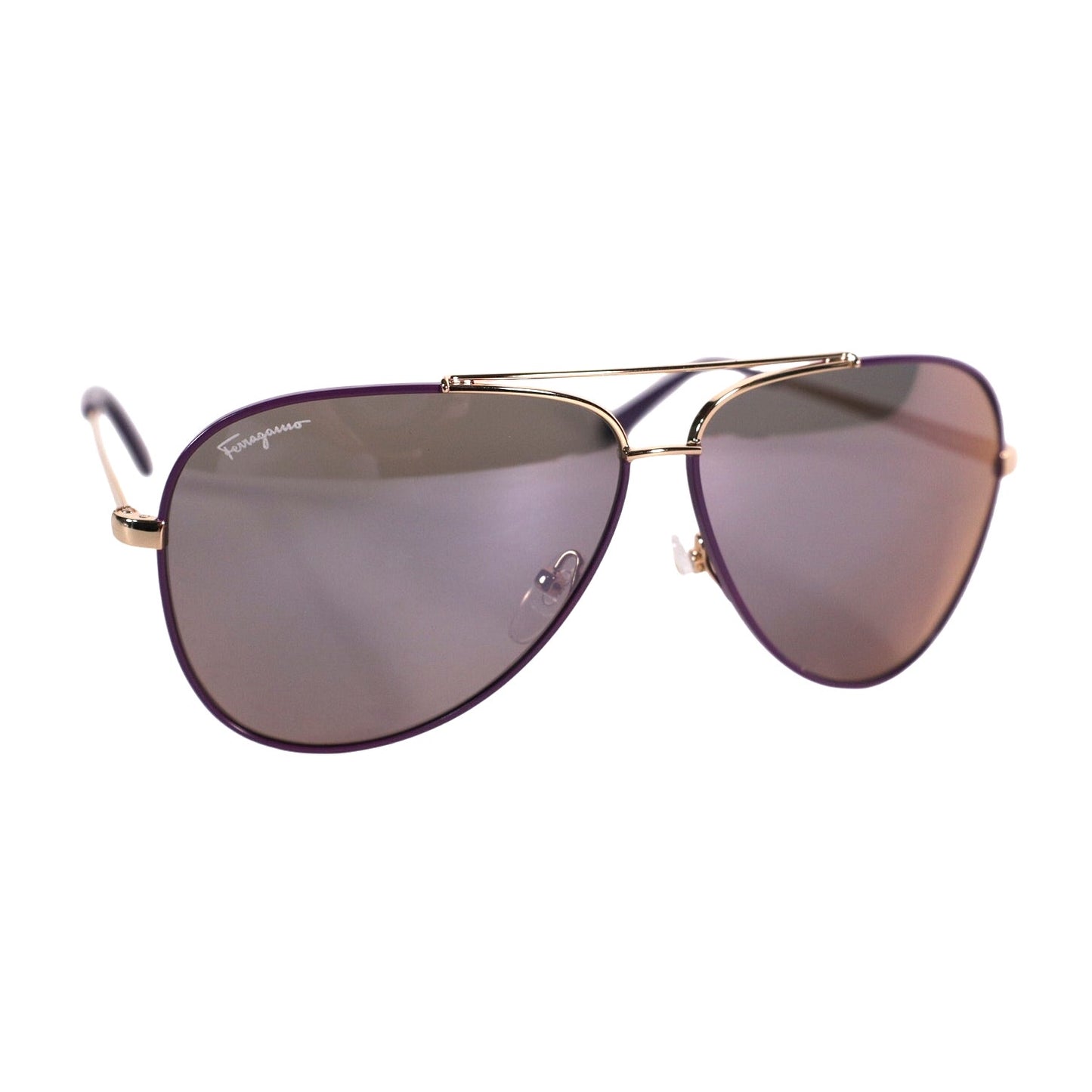 Ferragamo Aviator Sunglasses - Shiny Light Gold / Purple Gradient