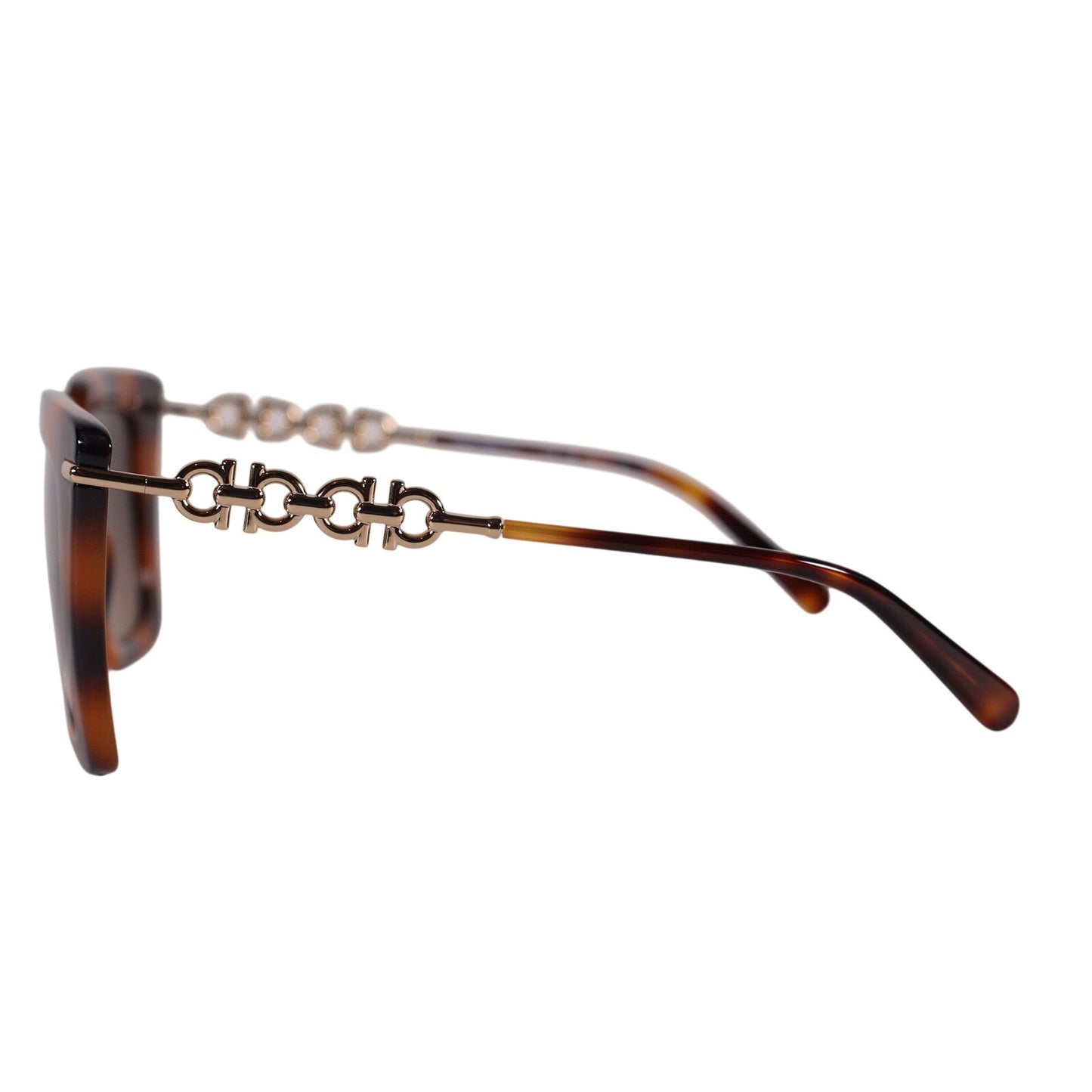 Salvatore Ferragamo Oversized Square Womens Sunglasses - Havana / Gold