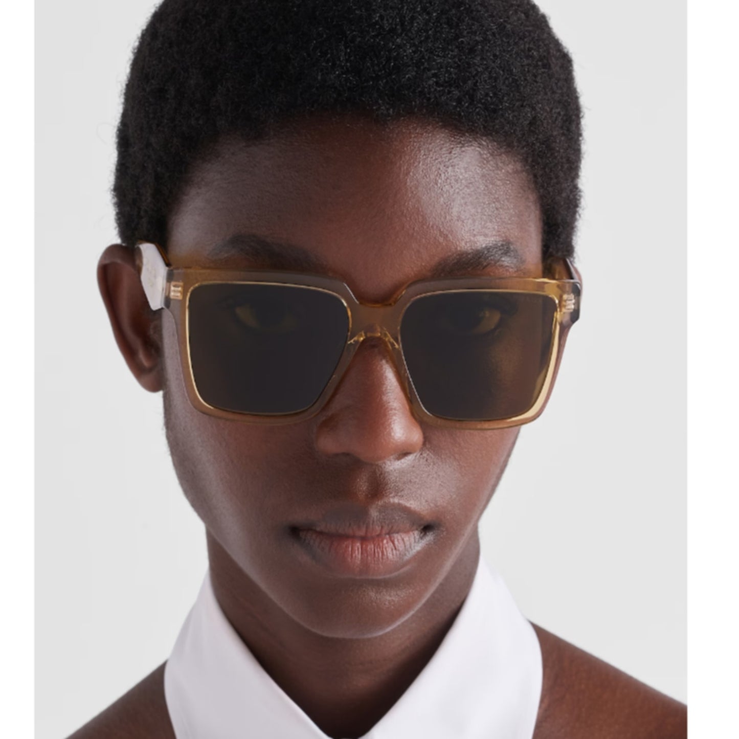 Prada Square Oversized Sunglasses - Ocher-Crystal Grey/Dark Brown