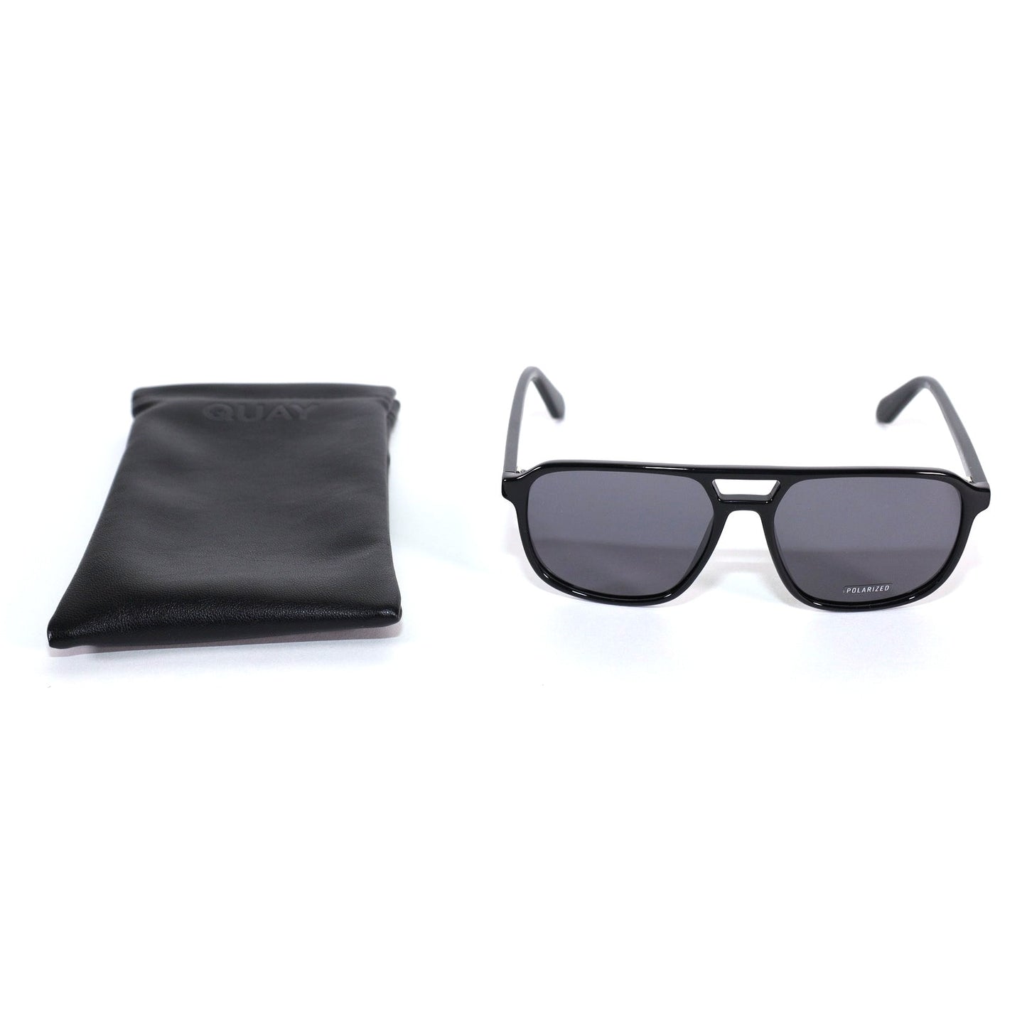 Quay Australia ON THE FLY Polarized Aviator Sunglasses - Black / Smoke