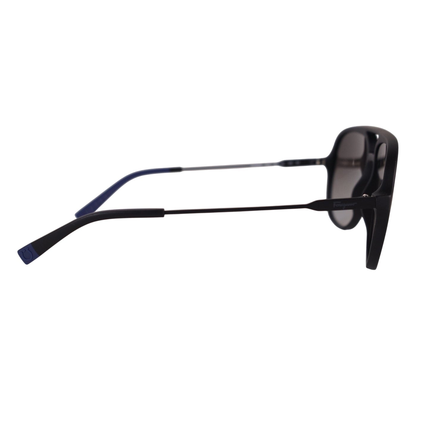 Salvatore Ferragamo Mens Lightweight Aviator Sunglasses - Black / Grey