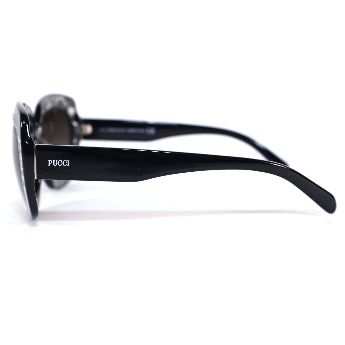 Emilio Pucci Womens Oval Sunglasses - Black Lace / Grey Gradient