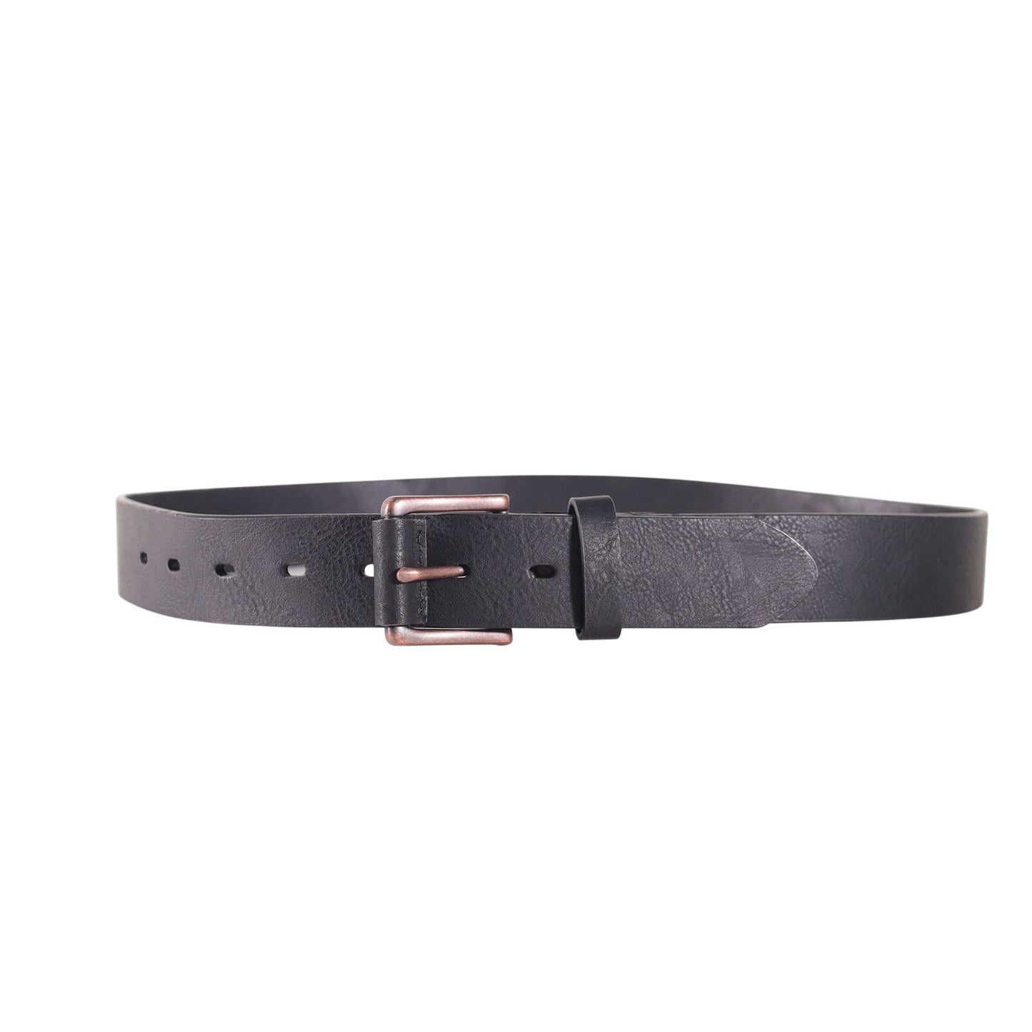 Sun + Stone Men's Black Leather Belt with Copper Buckle - Small 30/32