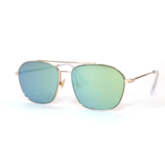 Fossil Navigator Aviator Mirrored Sunglasses - Gold / Blue-Green