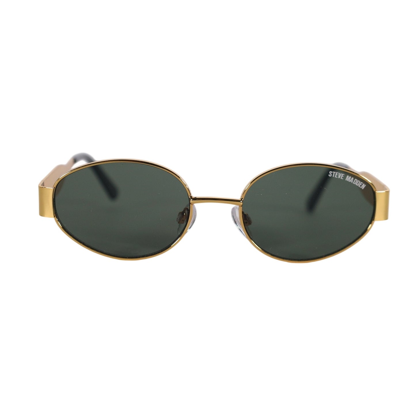 Steve Madden MYSTIE Narrow Oval Sunglasses - Gold / Green