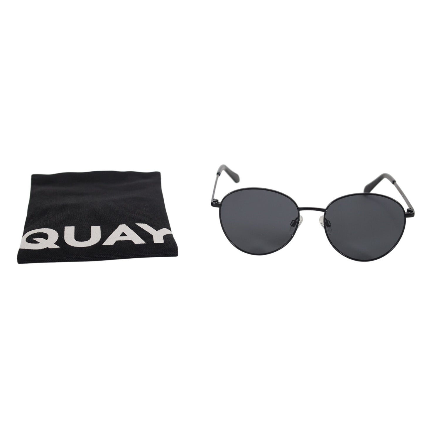 Quay Australia LOOP ME IN Round Oversized Sunglasses – Black / Black