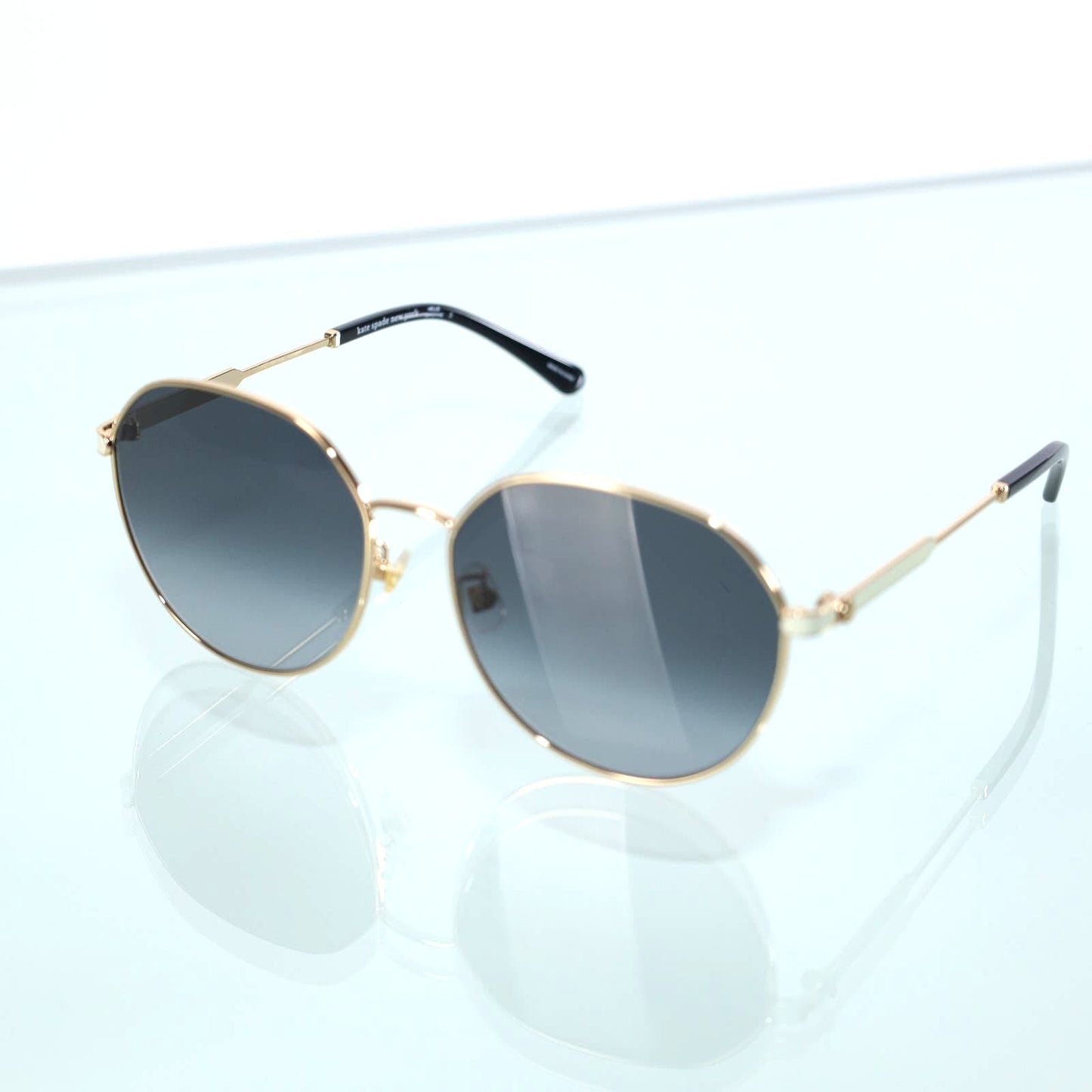 Kate Spade NESHA Round Metal Sunglasses - Gold/Black Grey Gradient