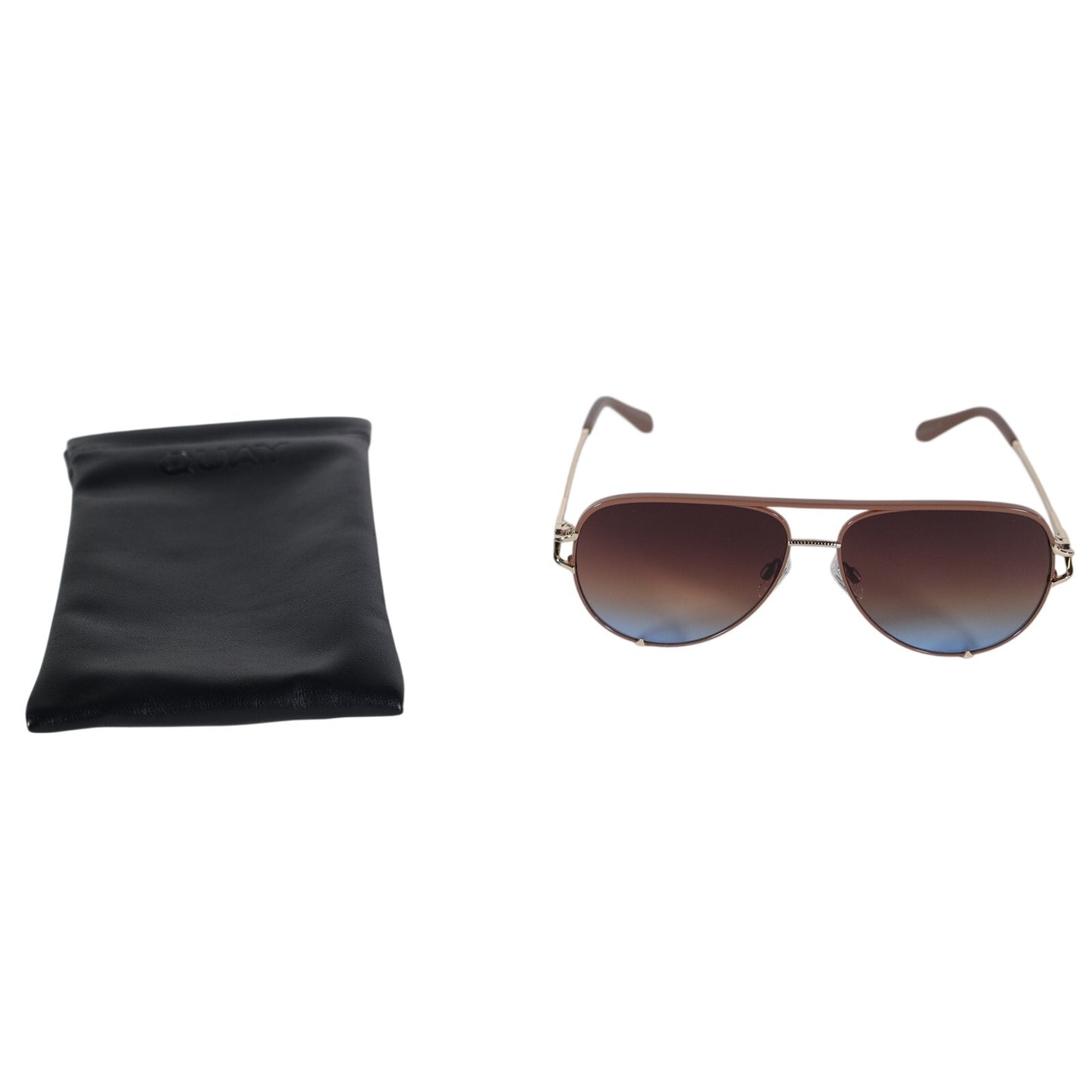 Quay Australia High Key Twist Aviator Sunglasses - Doe / Brown-Blue