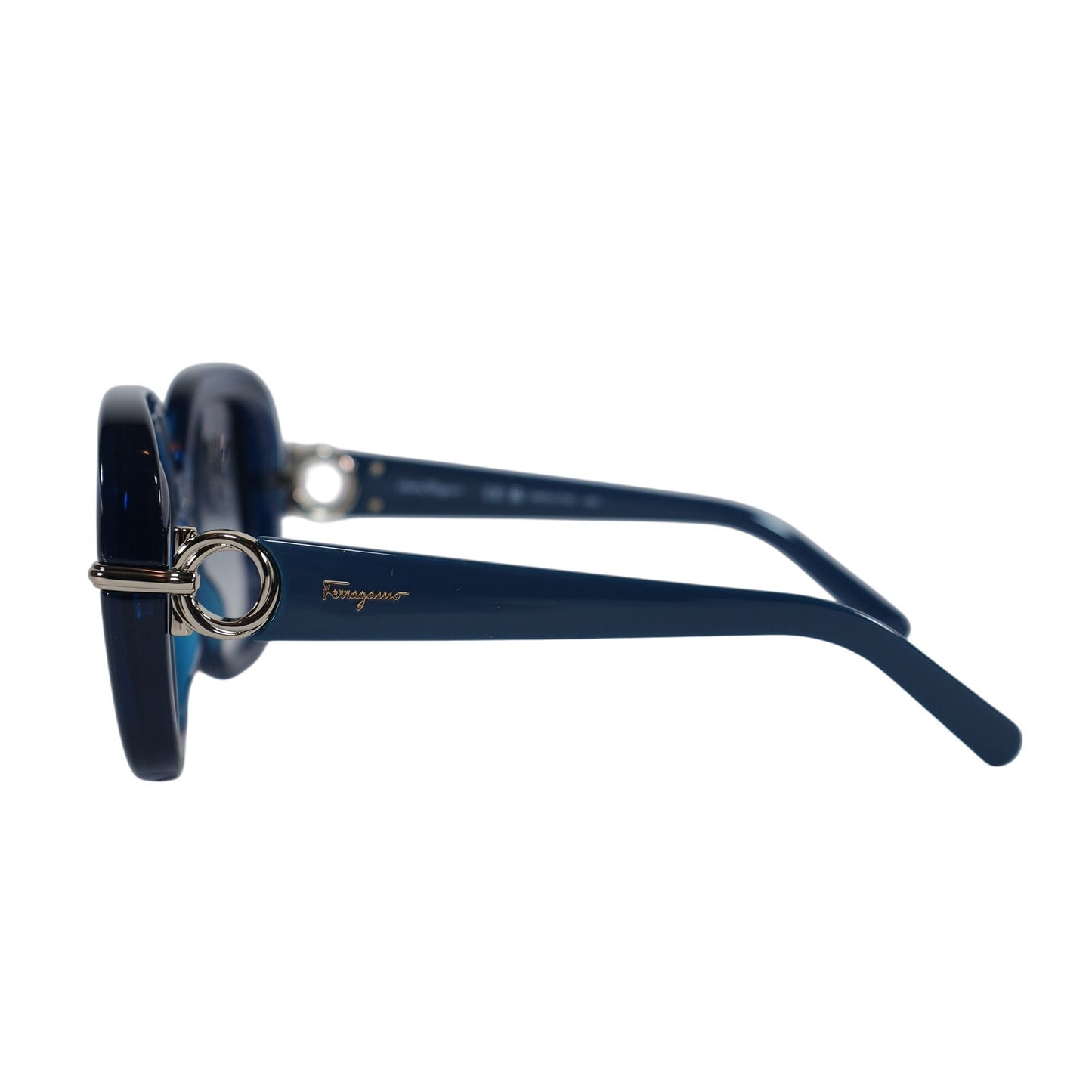 Ferragamo Oversized Women Sunglasses - Transparent Blue/Blue Gradient