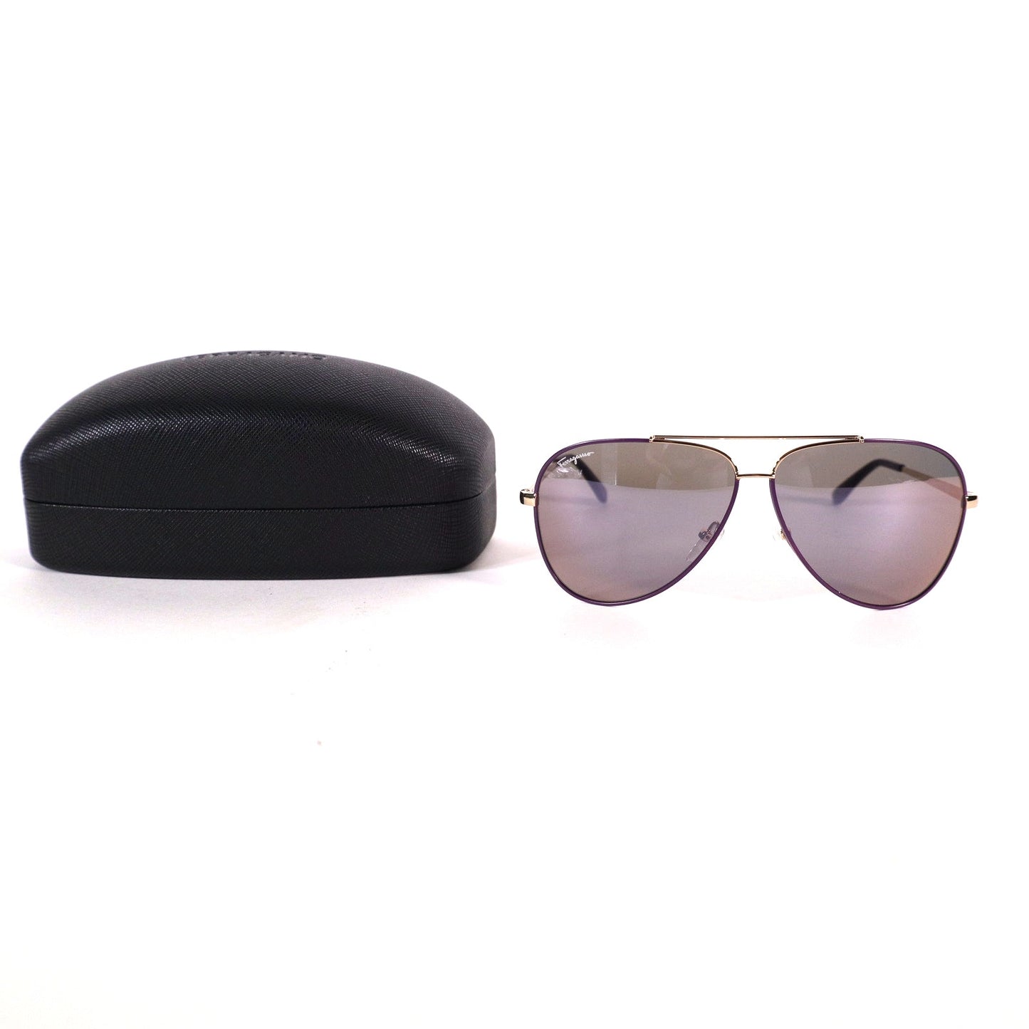 Ferragamo Aviator Sunglasses - Shiny Light Gold / Purple Gradient