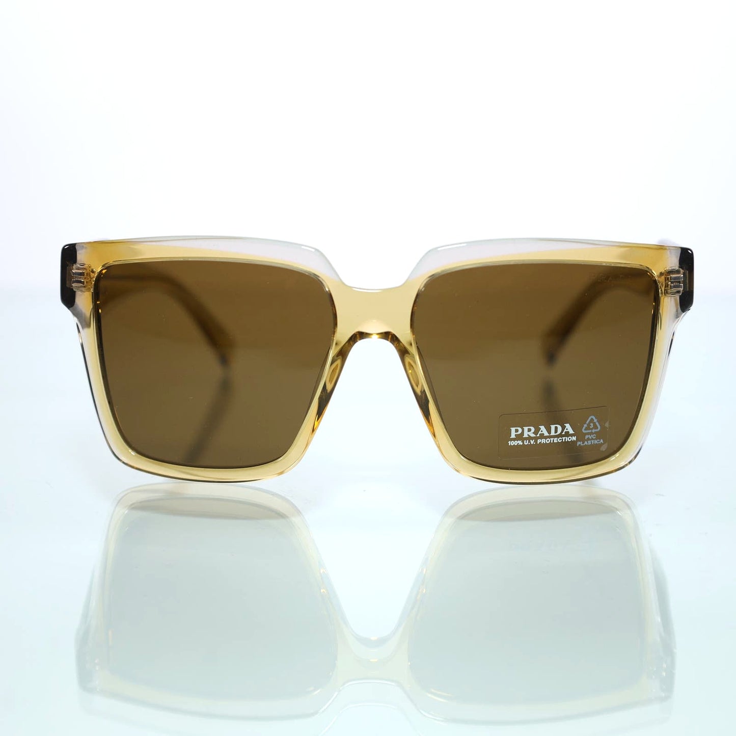 Prada Square Oversized Sunglasses - Ocher-Crystal Grey/Dark Brown
