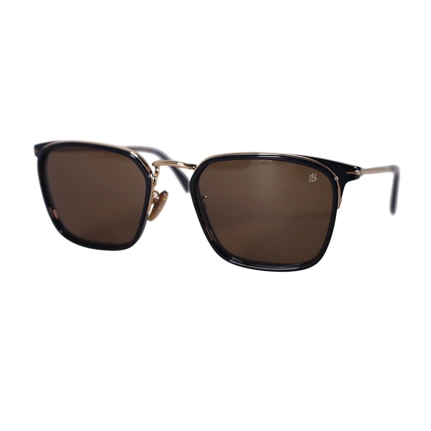 David Beckham Lightweight Square Sunglasses- Black Gold / Brown