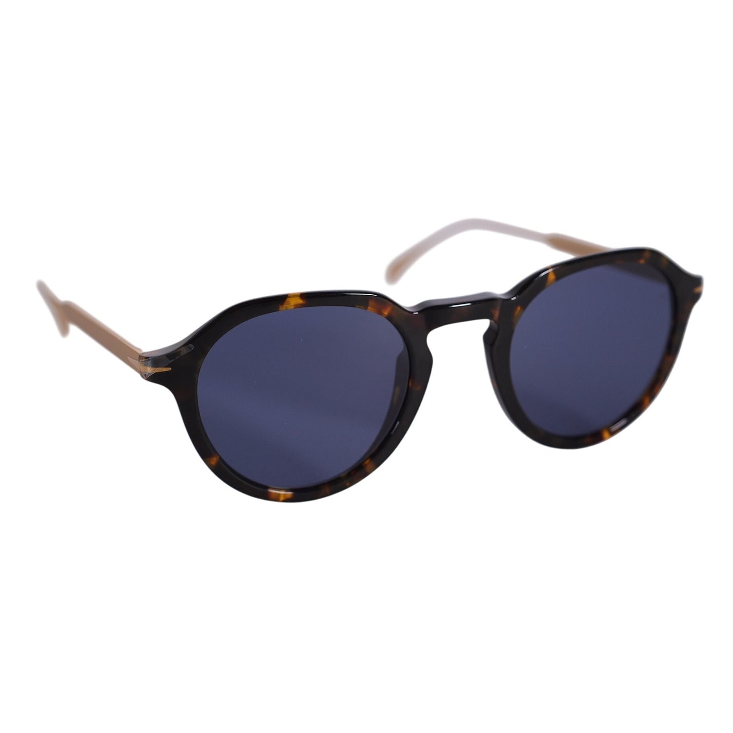 David Beckham Lightweight Round Mens Sunglasses- 21K Havana Gold / Blue