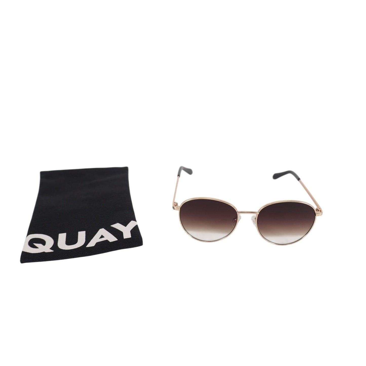 Quay Australia LOOP ME IN Round Oversized Sunglasses – Gold / Brown Fade