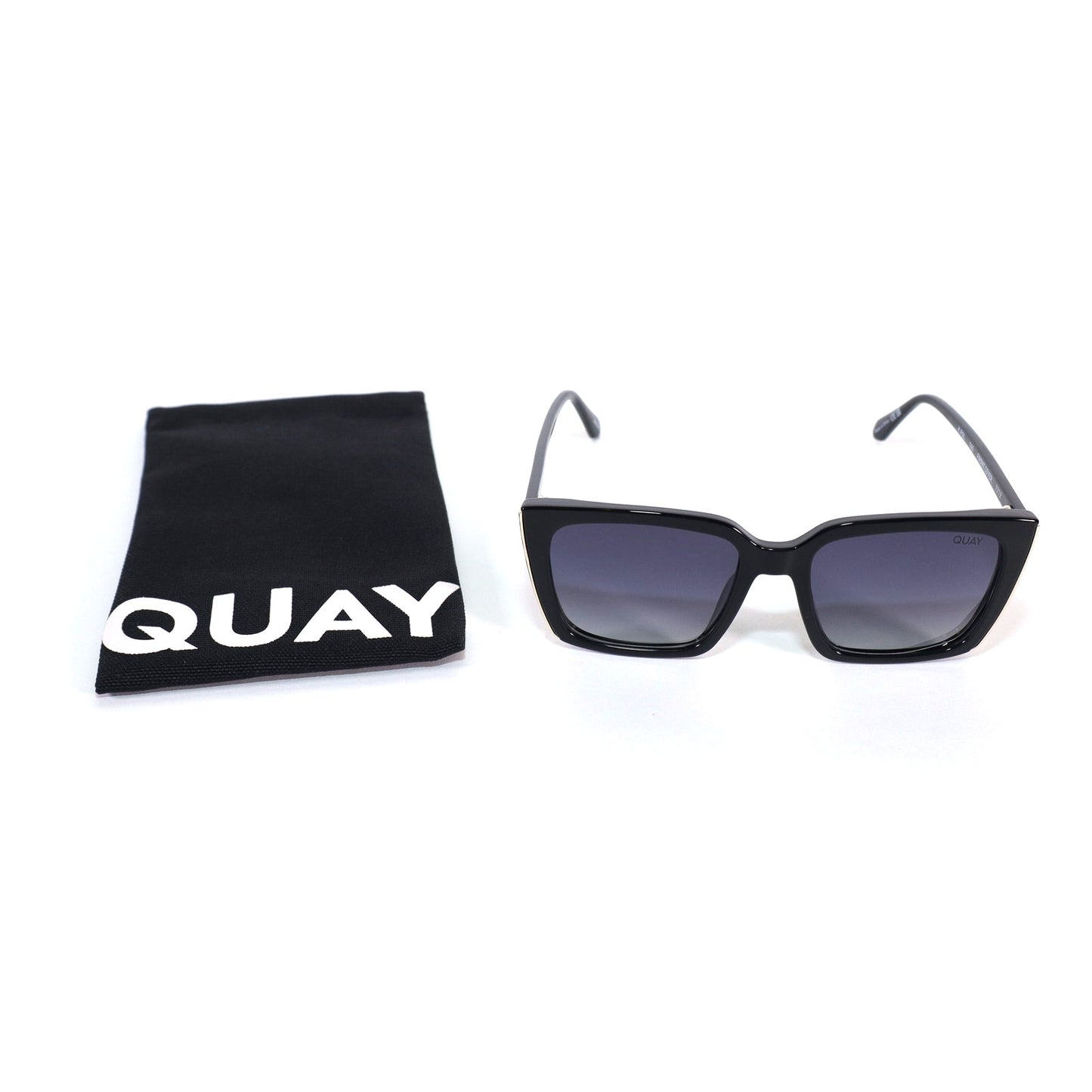 Quay Australia FRONT COVER Square Polarized Sunglasses - Black / Smoke