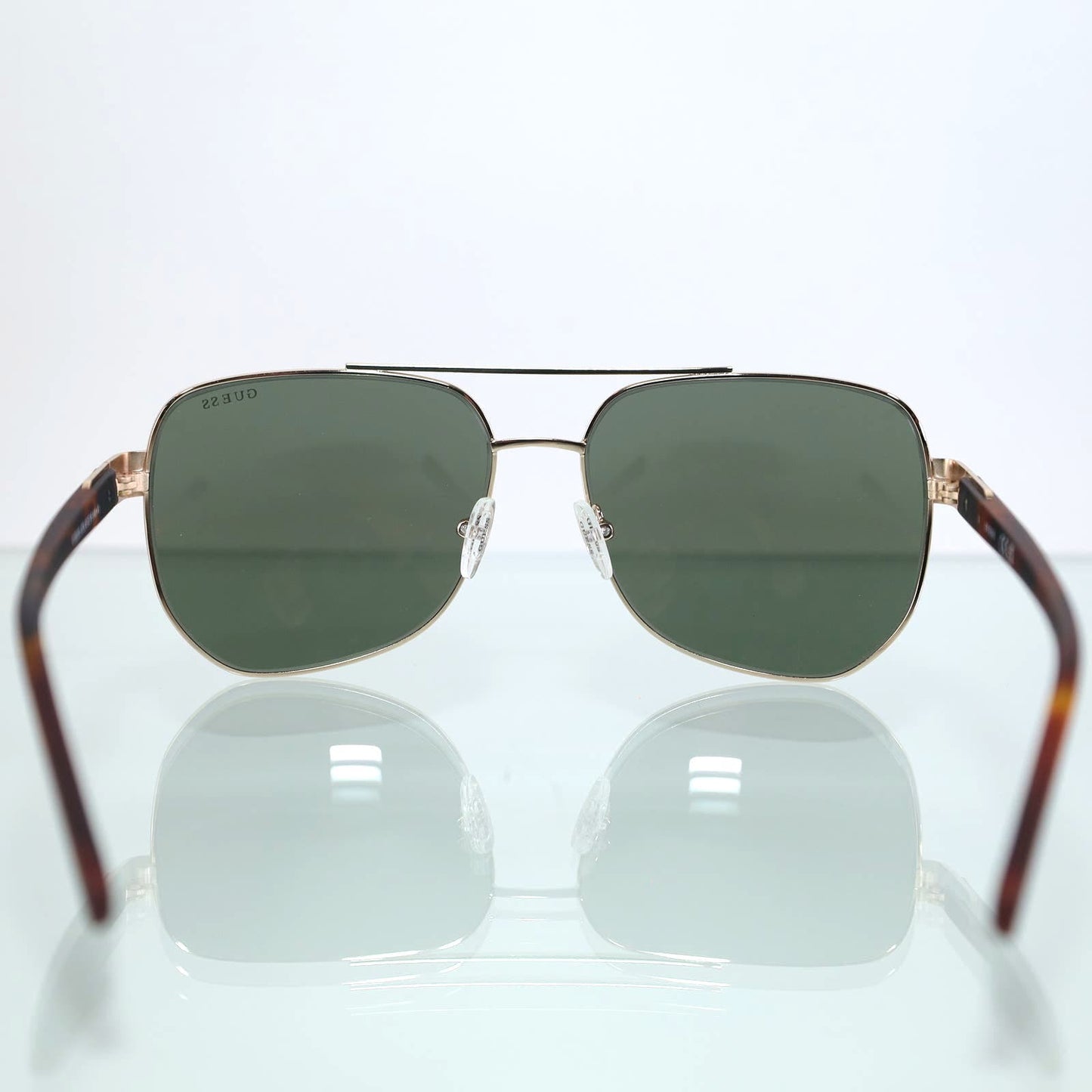 Guess Mens Metal Pilot Sunglasses - Gold/Green