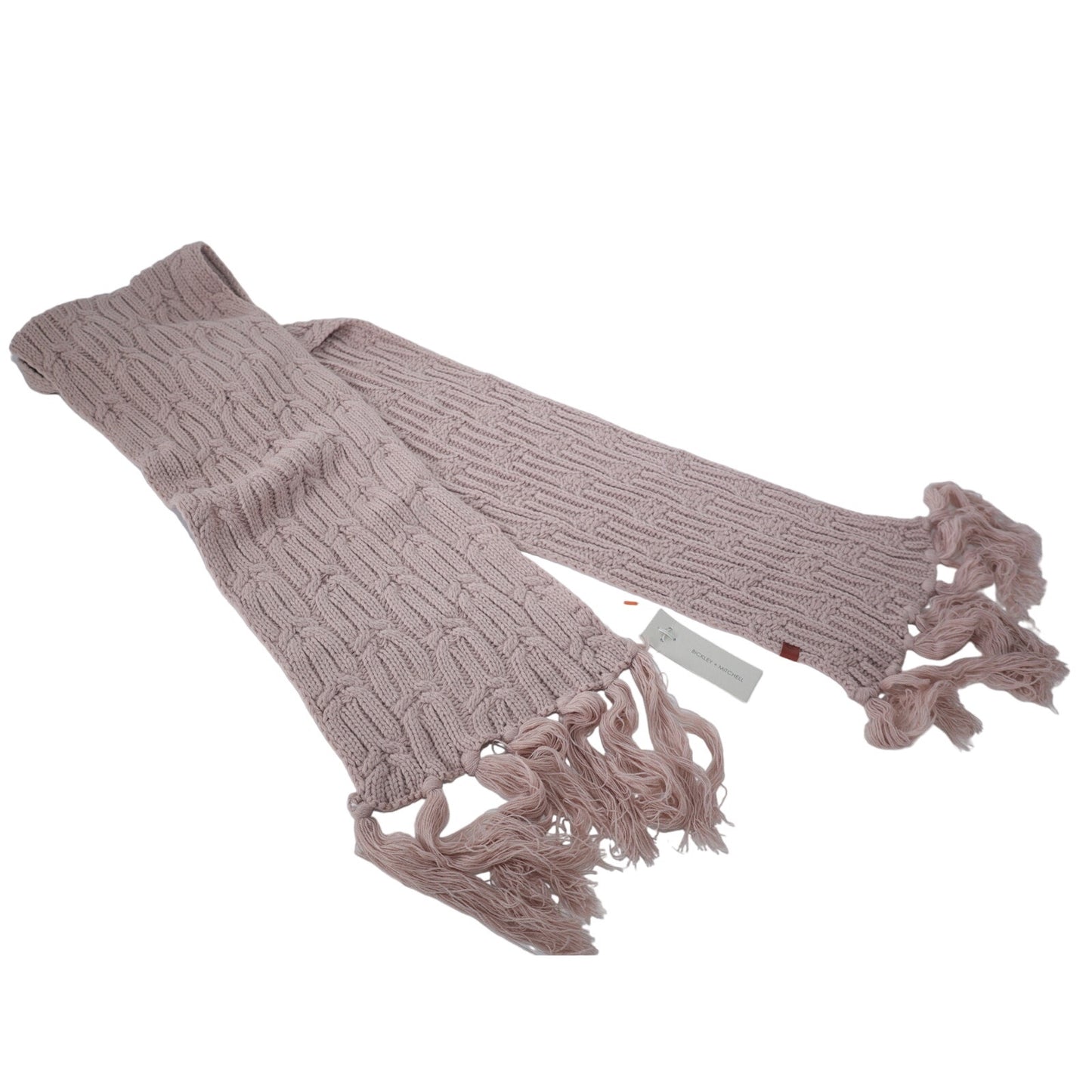 Bickley + Mitchell Amsterdam Knit Fringe Scarf - Dusty Rose - NWT