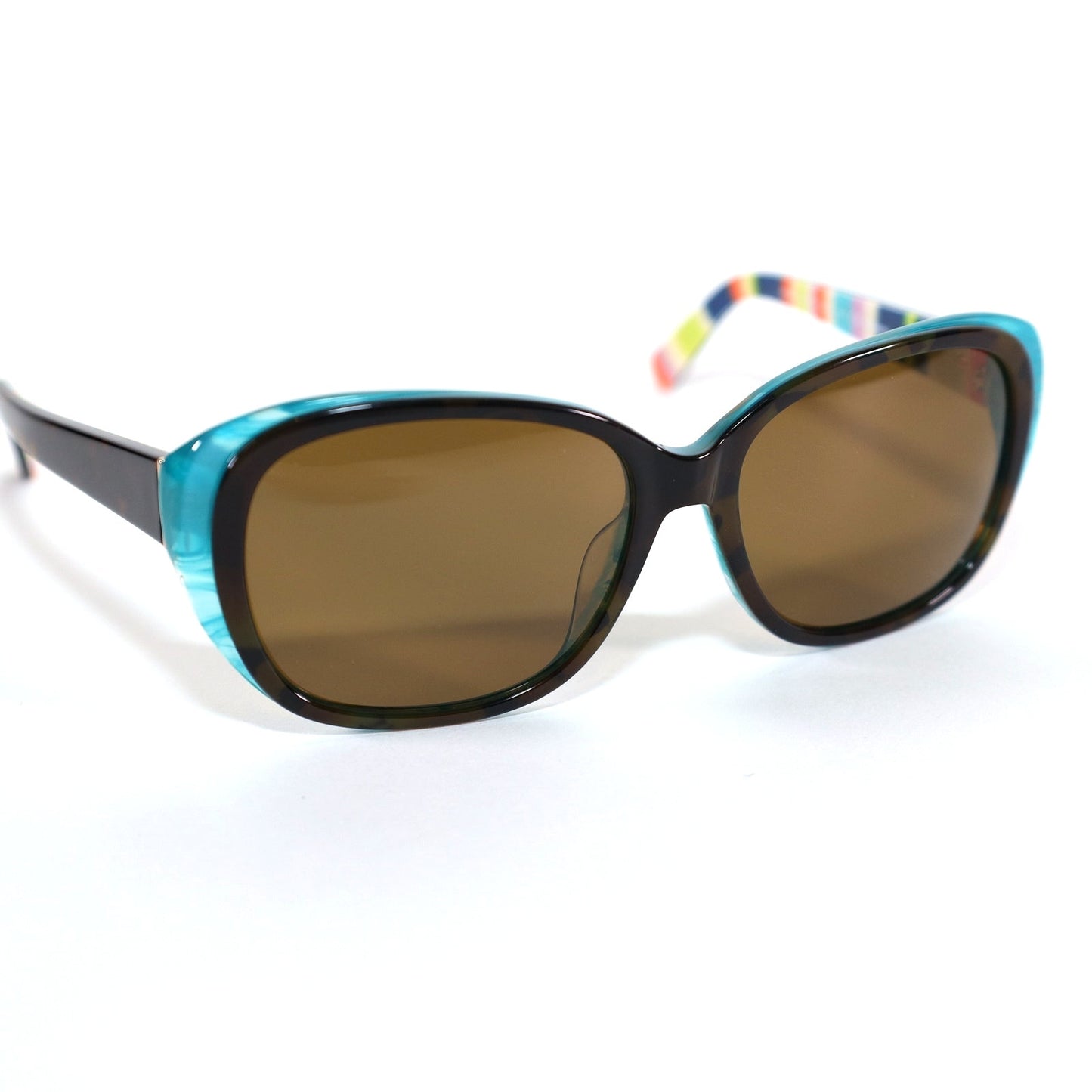 Kate Spade HILDE Oval Polarized Sunglasses - Olive Havana Turquoise/Brown