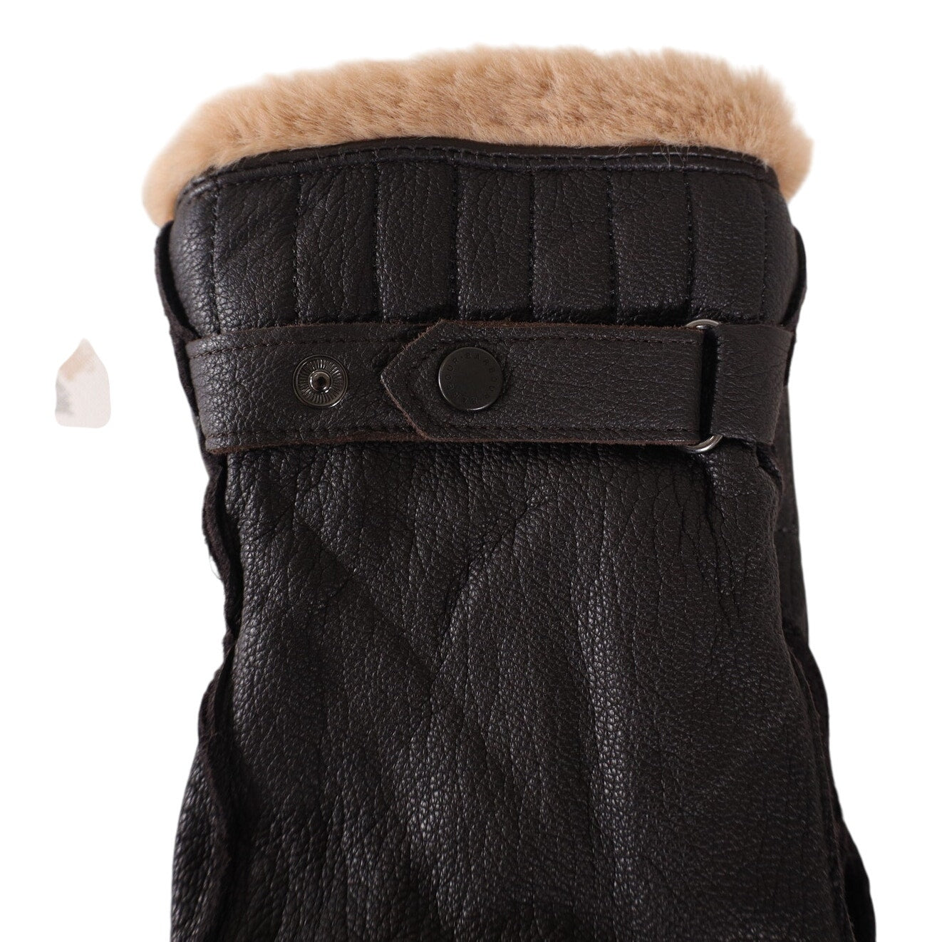 Barbour Brown Leather Fur Lined Men's Winter Utility Gloves - Size Medium