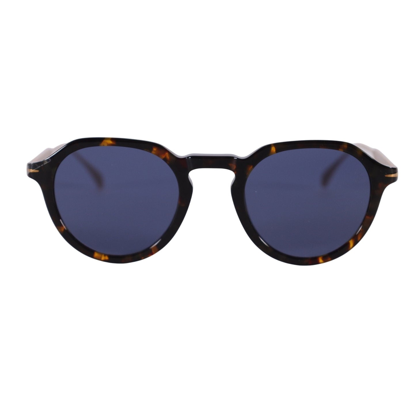 David Beckham Lightweight Round Mens Sunglasses- 21K Havana Gold / Blue