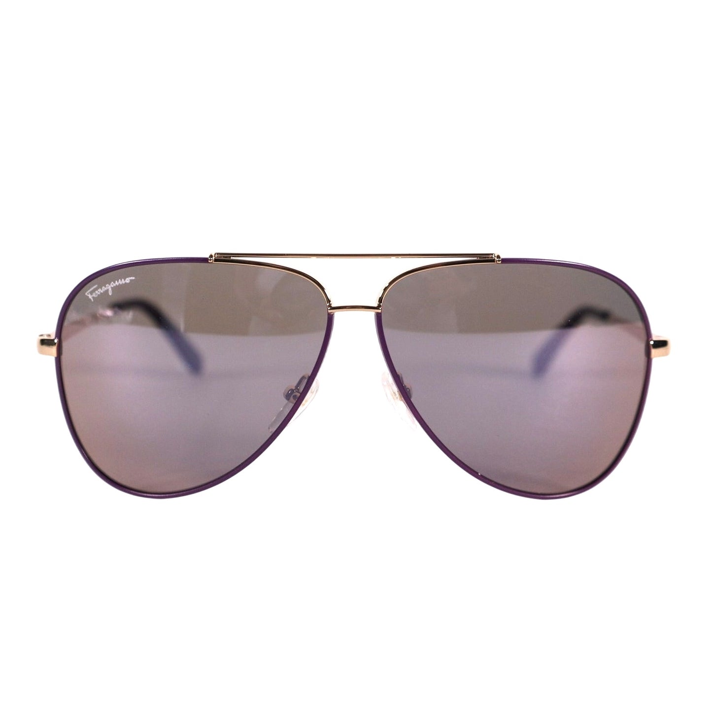 Ferragamo Aviator Sunglasses - Shiny Light Gold / Purple Gradient