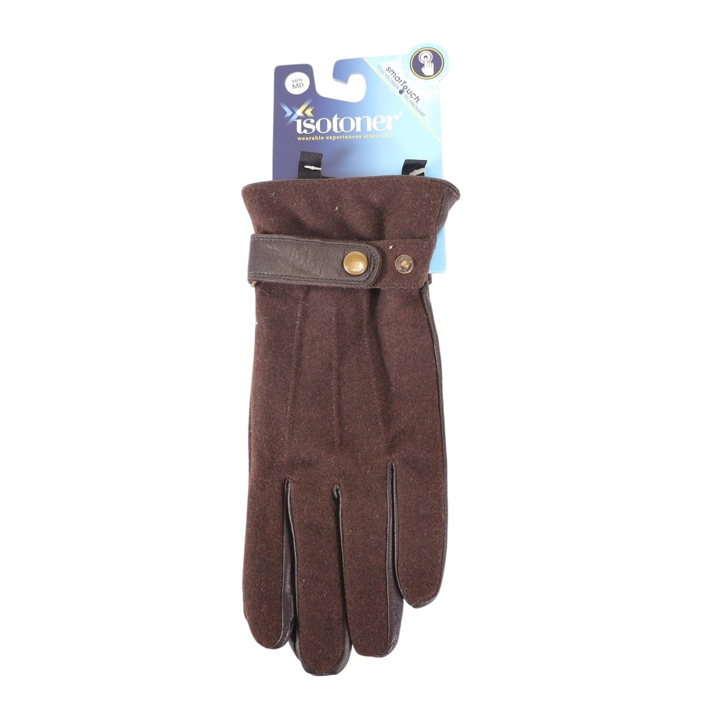 Isotoner Smartouch Lined Leather Men's Gloves - Size Medium - Saddle Brown