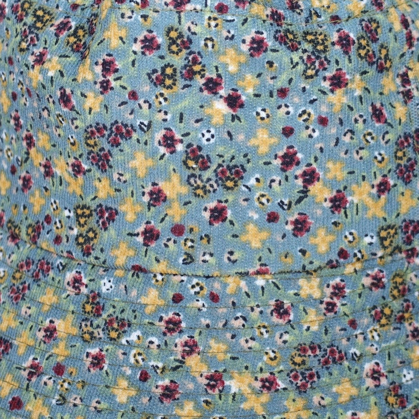 Melrose and Market Corduroy Bucket Hat - One Size - Blue / Green Floral