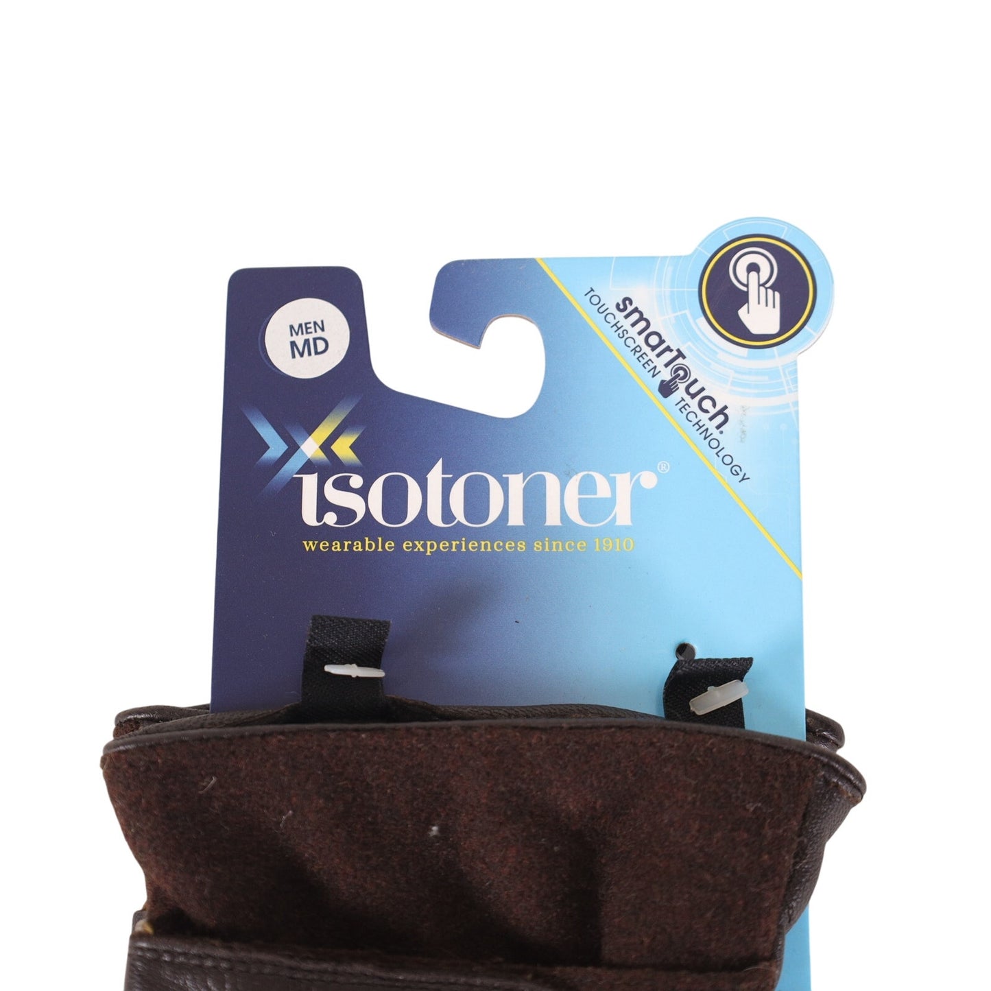 Isotoner Smartouch Lined Leather Men's Gloves - Size Medium - Saddle Brown