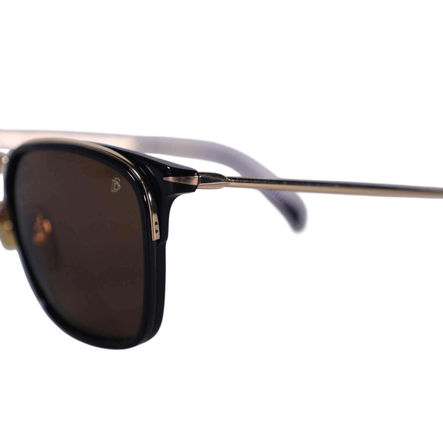 David Beckham Lightweight Square Sunglasses- Black Gold / Brown