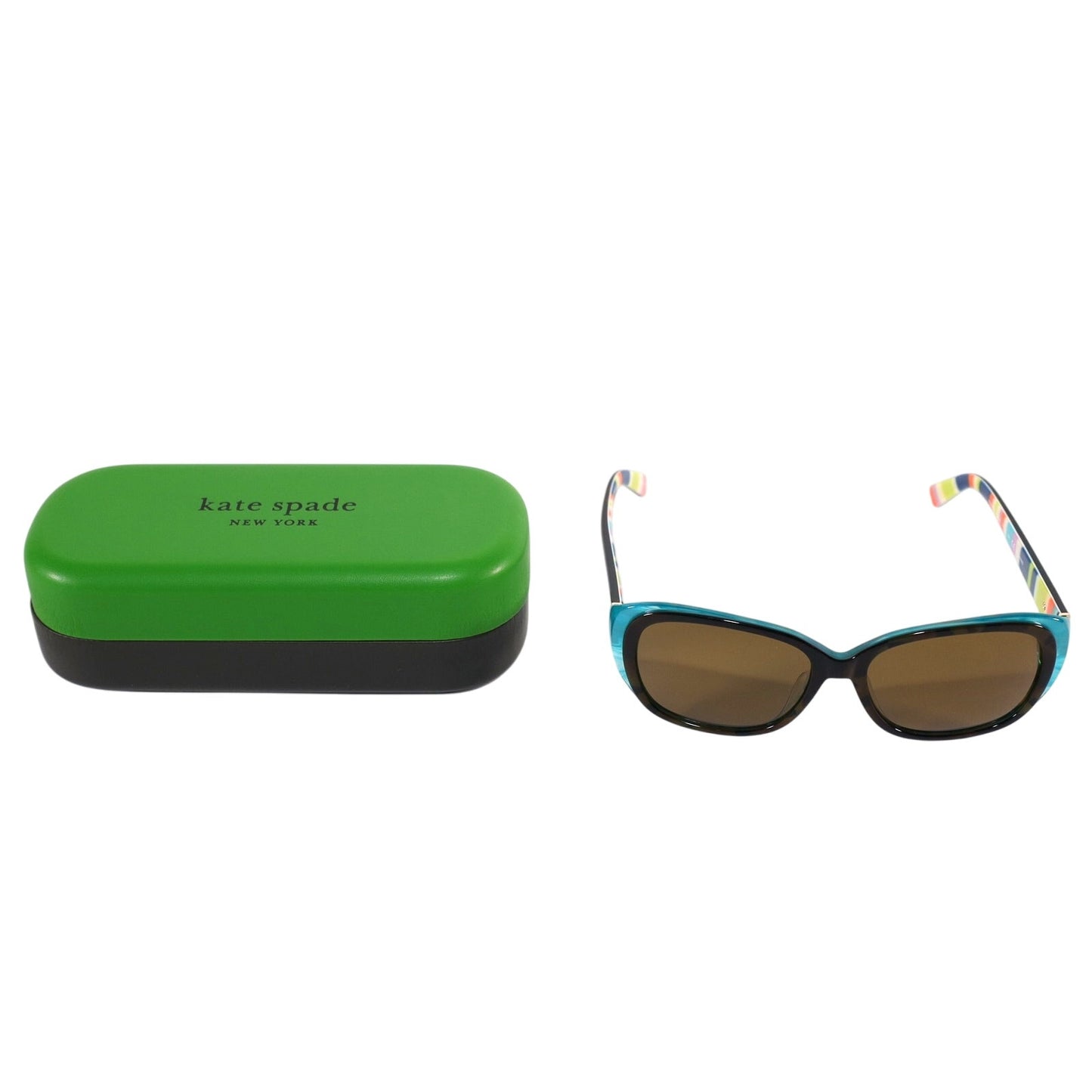 Kate Spade HILDE Oval Polarized Sunglasses - Olive Havana Turquoise/Brown