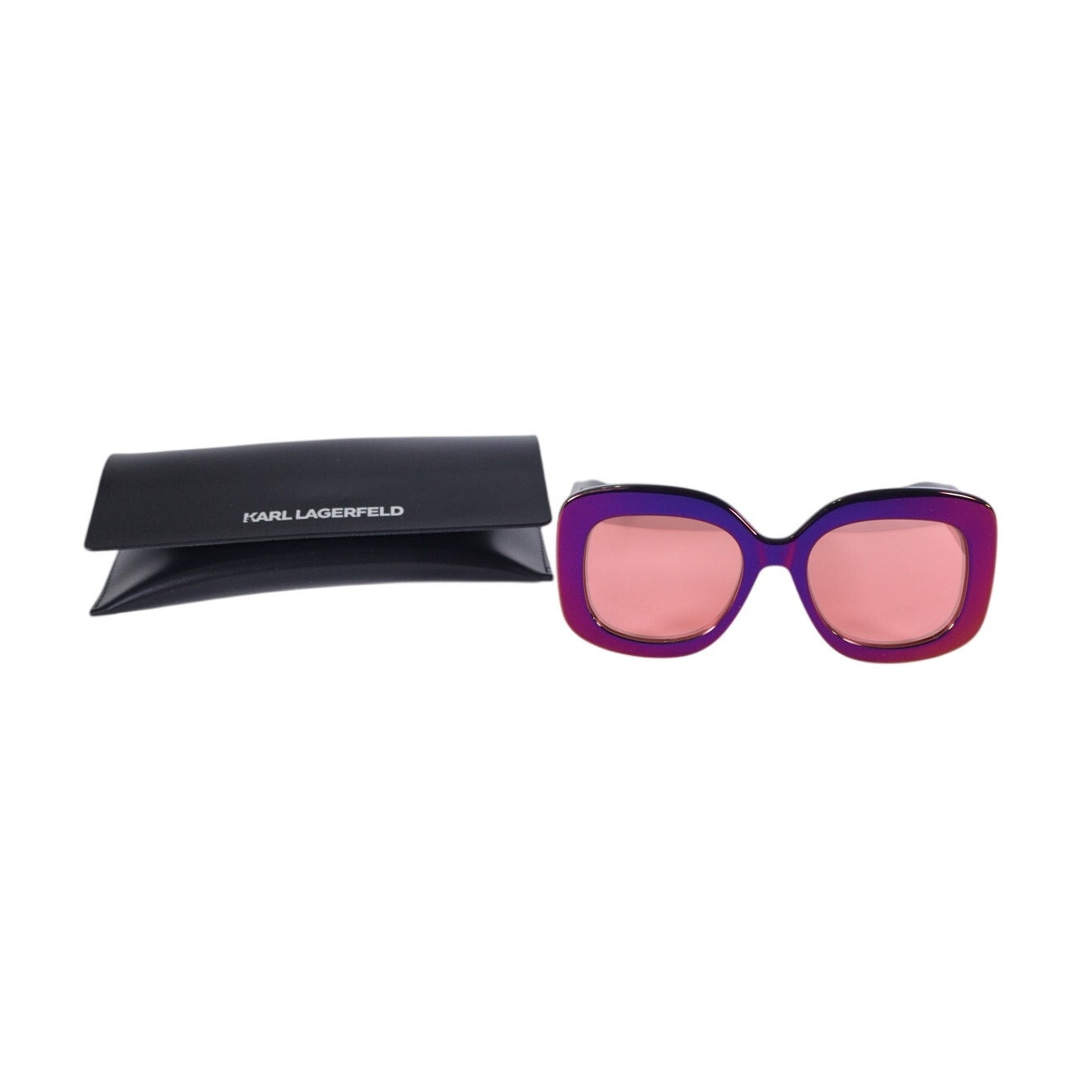 Karl Lagerfeld Oversized Square Sunglasses – Iridescent Wine Mirror