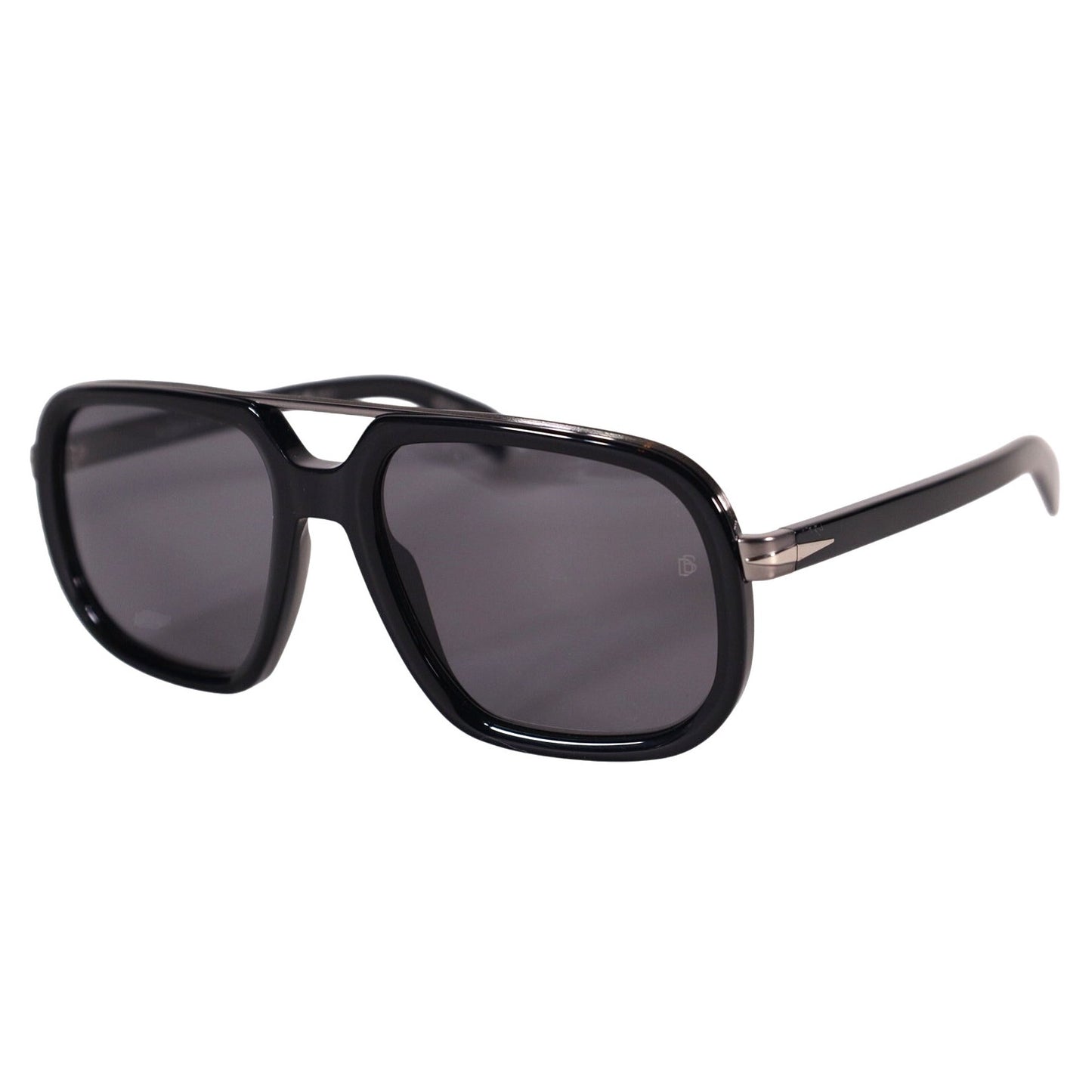 David Beckham Mens Modern Aviator Polarized Sunglasses-Black/Dark Ruthenium