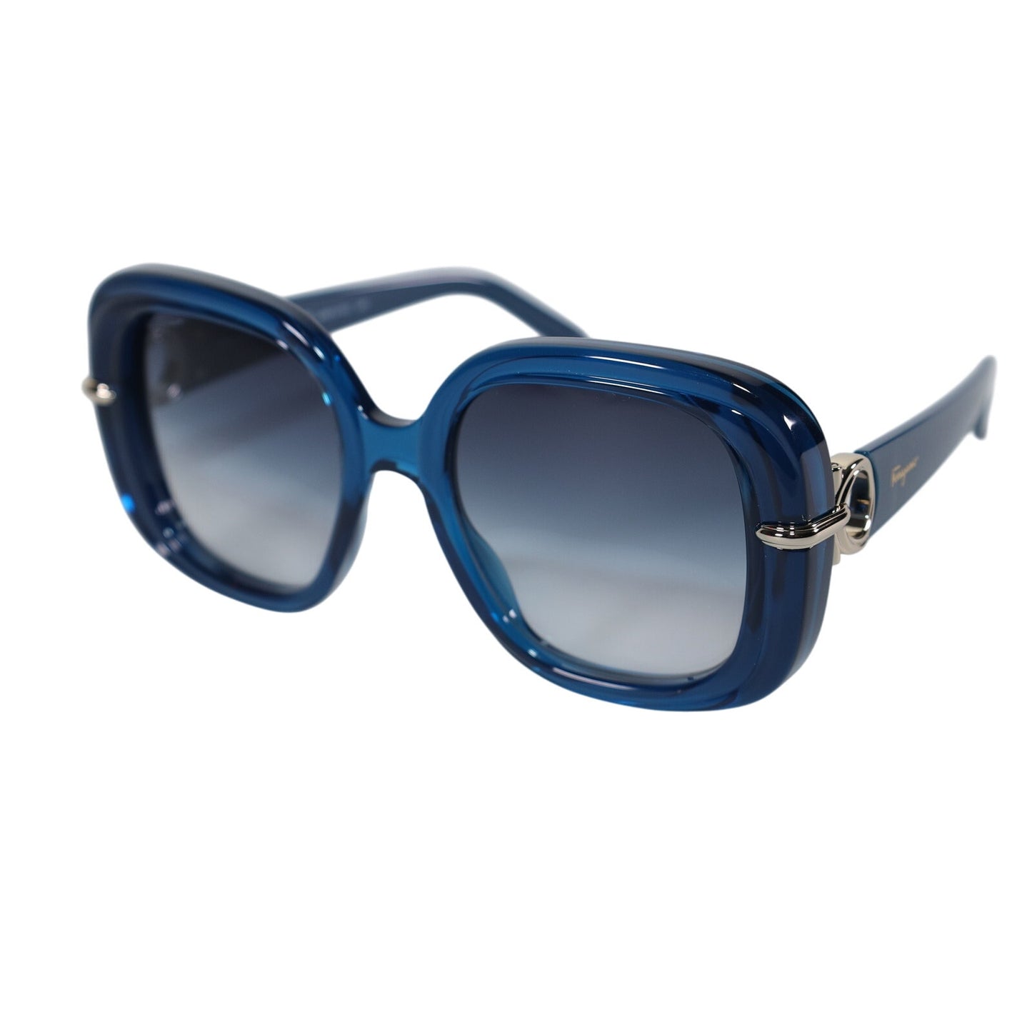 Ferragamo Oversized Women Sunglasses - Transparent Blue/Blue Gradient